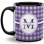 Gingham Print 11 Oz Coffee Mug - Black (Personalized)