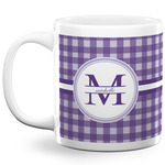 Gingham Print 20 Oz Coffee Mug - White (Personalized)