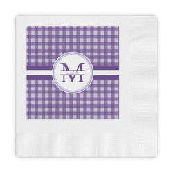 Gingham Print Embossed Decorative Napkins (Personalized)