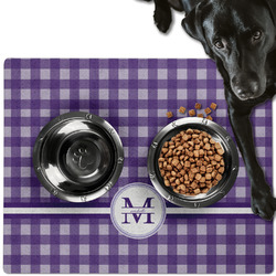 Gingham Print Dog Food Mat - Large w/ Name and Initial