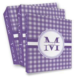 Gingham Print 3 Ring Binder - Full Wrap (Personalized)