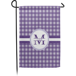 Gingham Print Small Garden Flag - Single Sided w/ Name and Initial