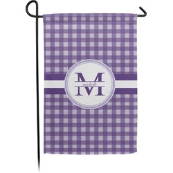 Gingham Print Small Garden Flag - Double Sided w/ Name and Initial