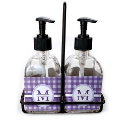 Gingham Print Glass Soap & Lotion Bottle Set (Personalized)