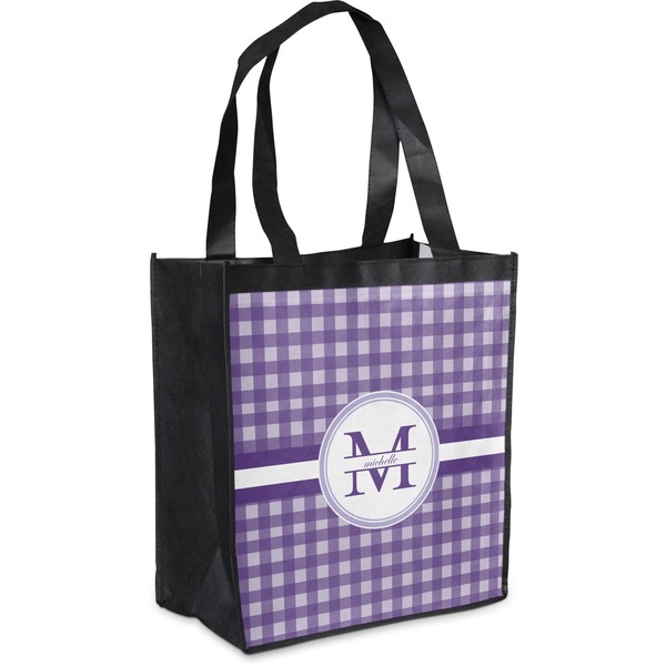 Custom Gingham Print Grocery Bag (Personalized)