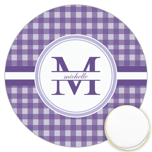 Custom Gingham Print Printed Cookie Topper - 3.25" (Personalized)