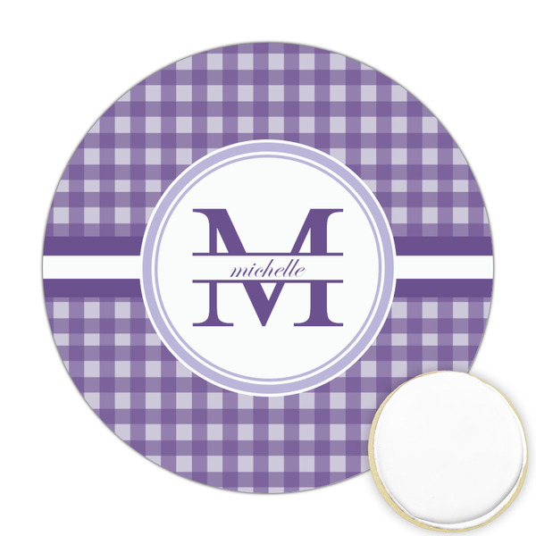 Custom Gingham Print Printed Cookie Topper - 2.5" (Personalized)