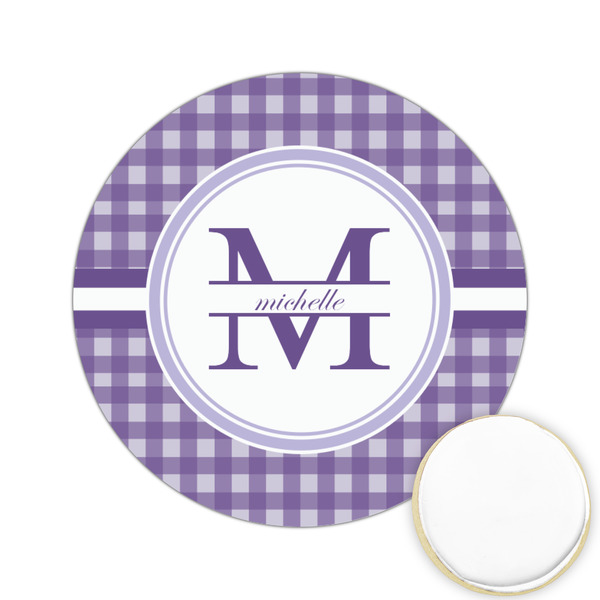 Custom Gingham Print Printed Cookie Topper - 2.15" (Personalized)