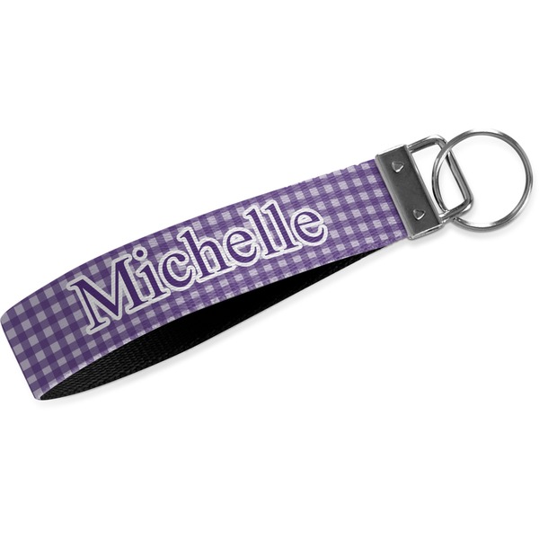 Custom Gingham Print Wristlet Webbing Keychain Fob (Personalized)