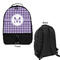 Gingham Print Large Backpack - Black - Front & Back View