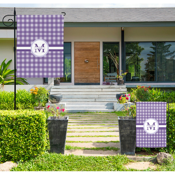 Custom Gingham Print Large Garden Flag - Single Sided (Personalized)