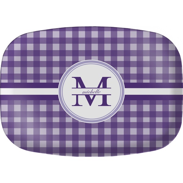 Custom Gingham Print Melamine Platter (Personalized)