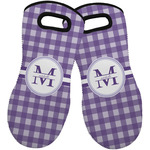 Gingham Print Neoprene Oven Mitts - Set of 2 w/ Name and Initial