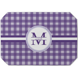 Gingham Print Dining Table Mat - Octagon (Single-Sided) w/ Name and Initial
