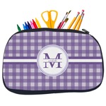 Gingham Print Neoprene Pencil Case - Medium w/ Name and Initial