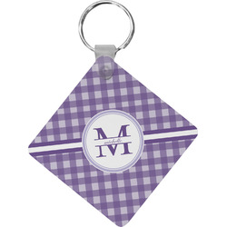 Gingham Print Diamond Plastic Keychain w/ Name and Initial