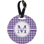 Gingham Print Plastic Luggage Tag - Round (Personalized)