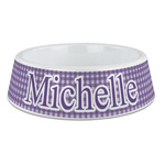 Gingham Print Plastic Dog Bowl - Large (Personalized)