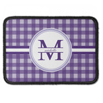 Gingham Print Iron On Rectangle Patch w/ Name and Initial