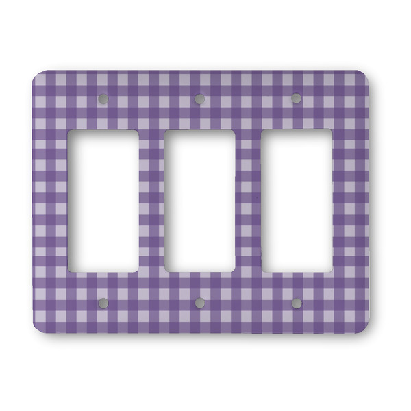 Custom Gingham Print Rocker Style Light Switch Cover - Three Switch