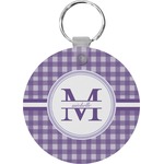 Gingham Print Round Plastic Keychain (Personalized)