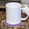 Gingham Print Round Paper Coaster - With Mug