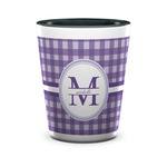 Gingham Print Ceramic Shot Glass - 1.5 oz - Two Tone - Single (Personalized)