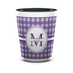 Gingham Print Ceramic Shot Glass - 1.5 oz - Two Tone - Single (Personalized)