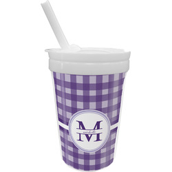 Gingham Print Sippy Cup with Straw (Personalized)