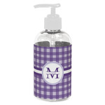 Gingham Print Plastic Soap / Lotion Dispenser (8 oz - Small - White) (Personalized)