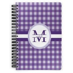 Gingham Print Spiral Notebook - 7x10 w/ Name and Initial