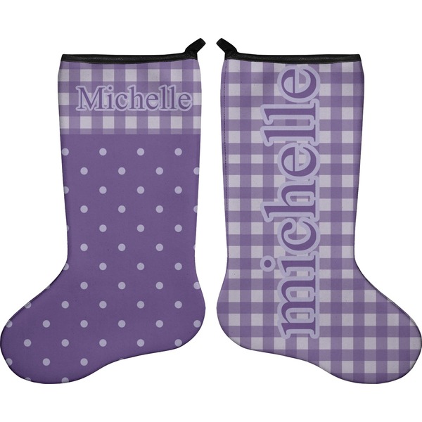 Custom Gingham Print Holiday Stocking - Double-Sided - Neoprene (Personalized)