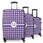 Gingham Print 3 Piece Luggage Set - 20" Carry On, 24" Medium Checked, 28" Large Checked (Personalized)