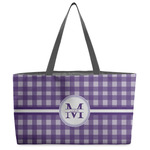 Gingham Print Beach Totes Bag - w/ Black Handles (Personalized)