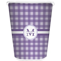 Gingham Print Waste Basket - Double Sided (White) (Personalized)