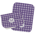 Gingham Print Burp Cloths - Fleece - Set of 2 w/ Name and Initial