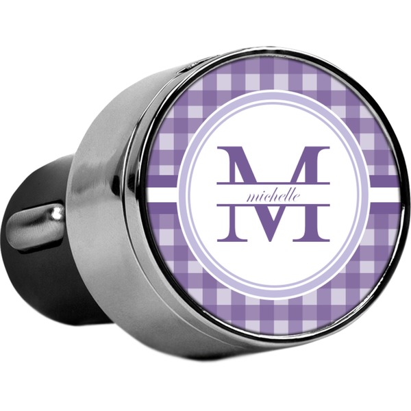 Custom Gingham Print USB Car Charger (Personalized)