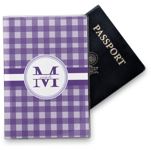 Custom Gingham Print Vinyl Passport Holder (Personalized)