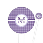 Gingham Print Round Plastic Food Picks (Personalized)