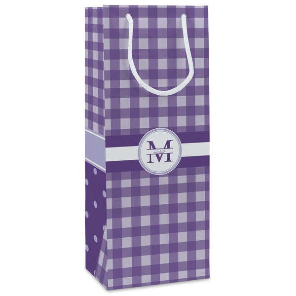 Custom Gingham Print Wine Gift Bags - Matte (Personalized)