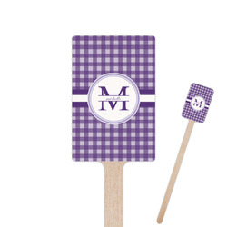 Gingham Print 6.25" Rectangle Wooden Stir Sticks - Single Sided (Personalized)