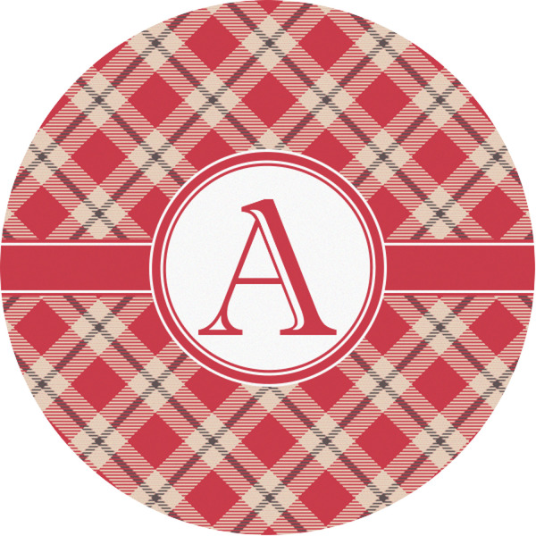 Custom Red & Tan Plaid Multipurpose Round Labels - 1" (Personalized)