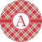 Red & Tan Plaid 1" Multipurpose Round Labels - Single Sticker