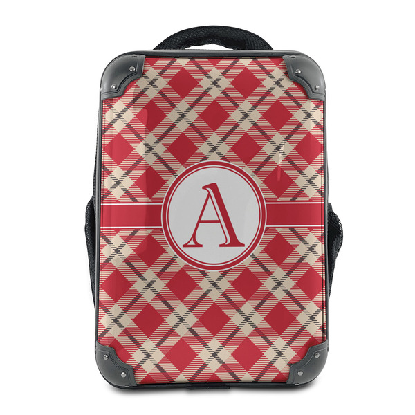 Custom Red & Tan Plaid 15" Hard Shell Backpack (Personalized)