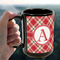 Red & Tan Plaid 15oz. Black Mug - LIFESTYLE