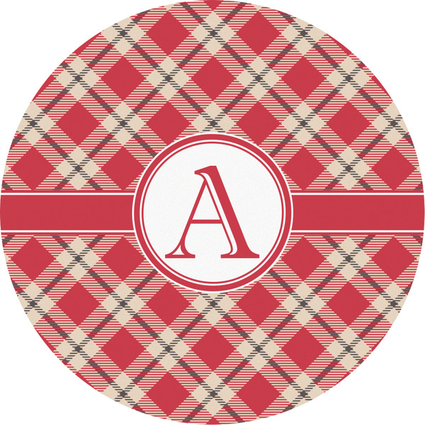 Custom Red & Tan Plaid Multipurpose Round Labels - 2" (Personalized)