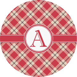 Red & Tan Plaid Multipurpose Round Labels - Custom Sized (Personalized)