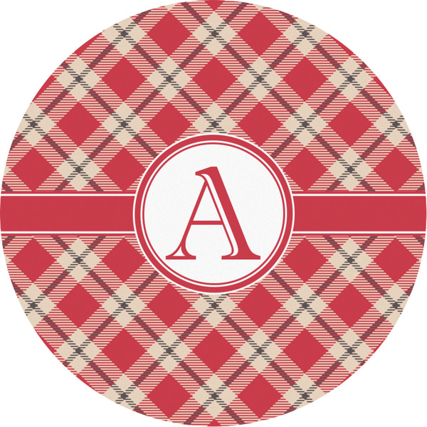 Custom Red & Tan Plaid Multipurpose Round Labels - 3" (Personalized)