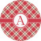 Red & Tan Plaid 3" Multipurpose Round Labels - Single Sticker