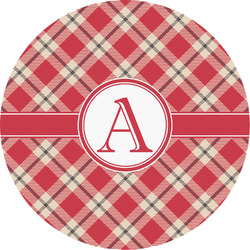 Red & Tan Plaid Multipurpose Round Labels - 5" (Personalized)